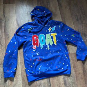 Men's Rebel Minds Blue Multi-color Paint Splatter GOAT Hoodie XL